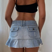 Vintage Light Wash Denim Mini Skirt (S)