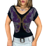 Y2K Diamanté Butterfly Top (S)