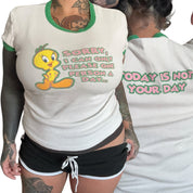 Y2K looney tunes ringer slogan tee (L)
