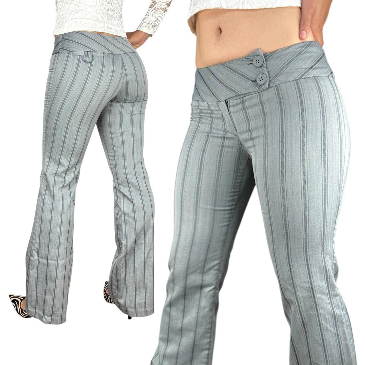 Early 2000s Button Detail Pinstripe Flares (S)