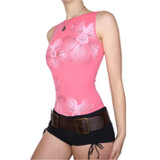 Y2K Pink Flower Tank Top (S)