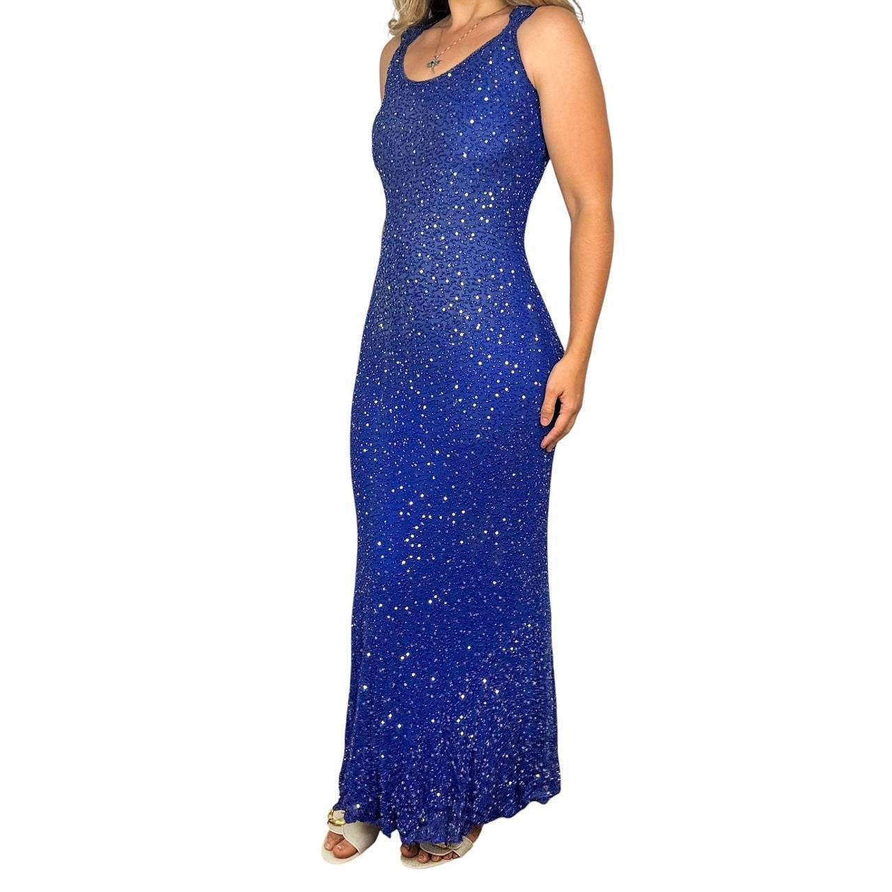 Vintage Beaded Silk Maxi Dress (XS/S)