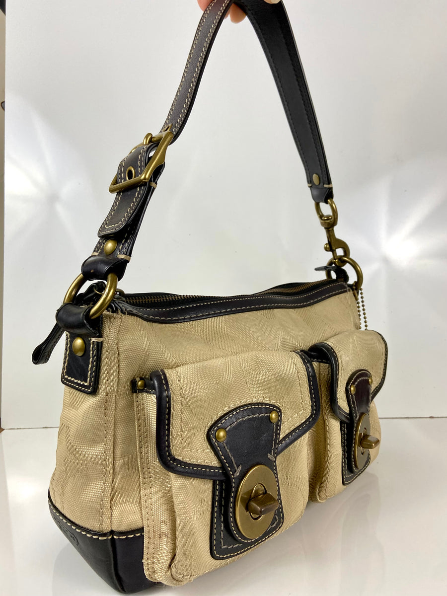 COACH K05K-6279 Signature Trim/Leather Hobo Purse Handbag | Property Room