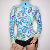 Y2K CUSTO BARCELONA Beaded Graphic Zip Up (M) 