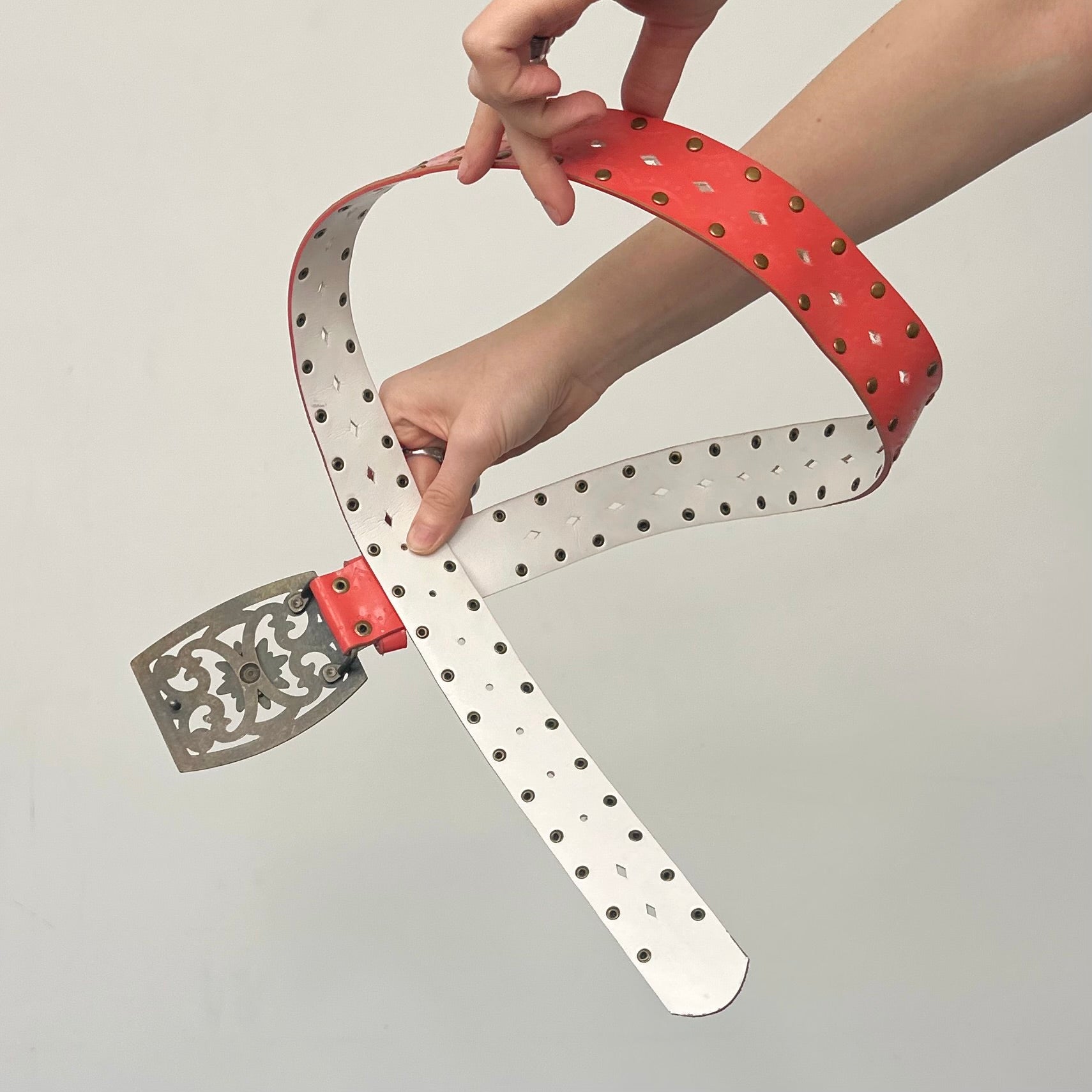 Coral Faux Leather Belt