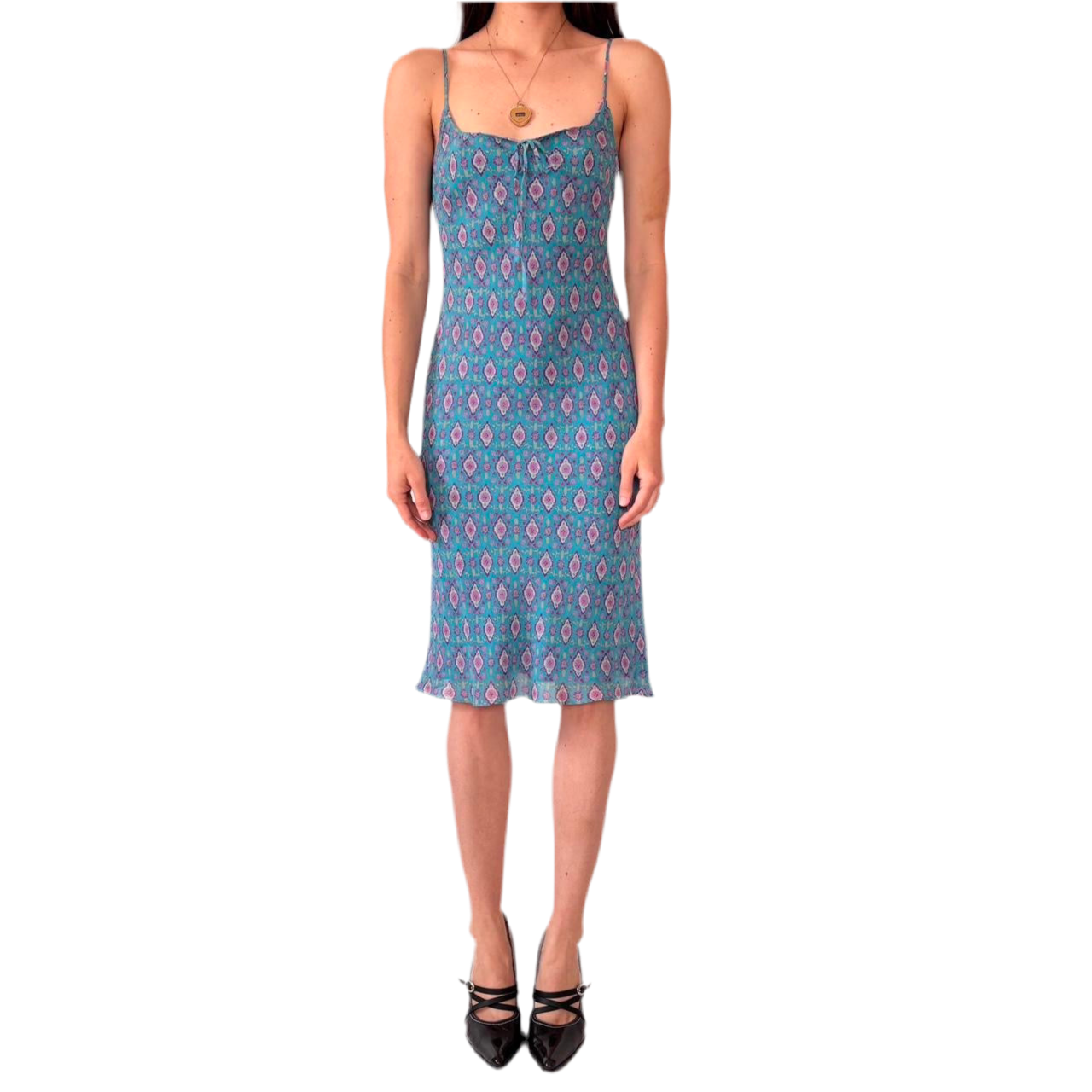 Y2K Silk Midi Dress (S)