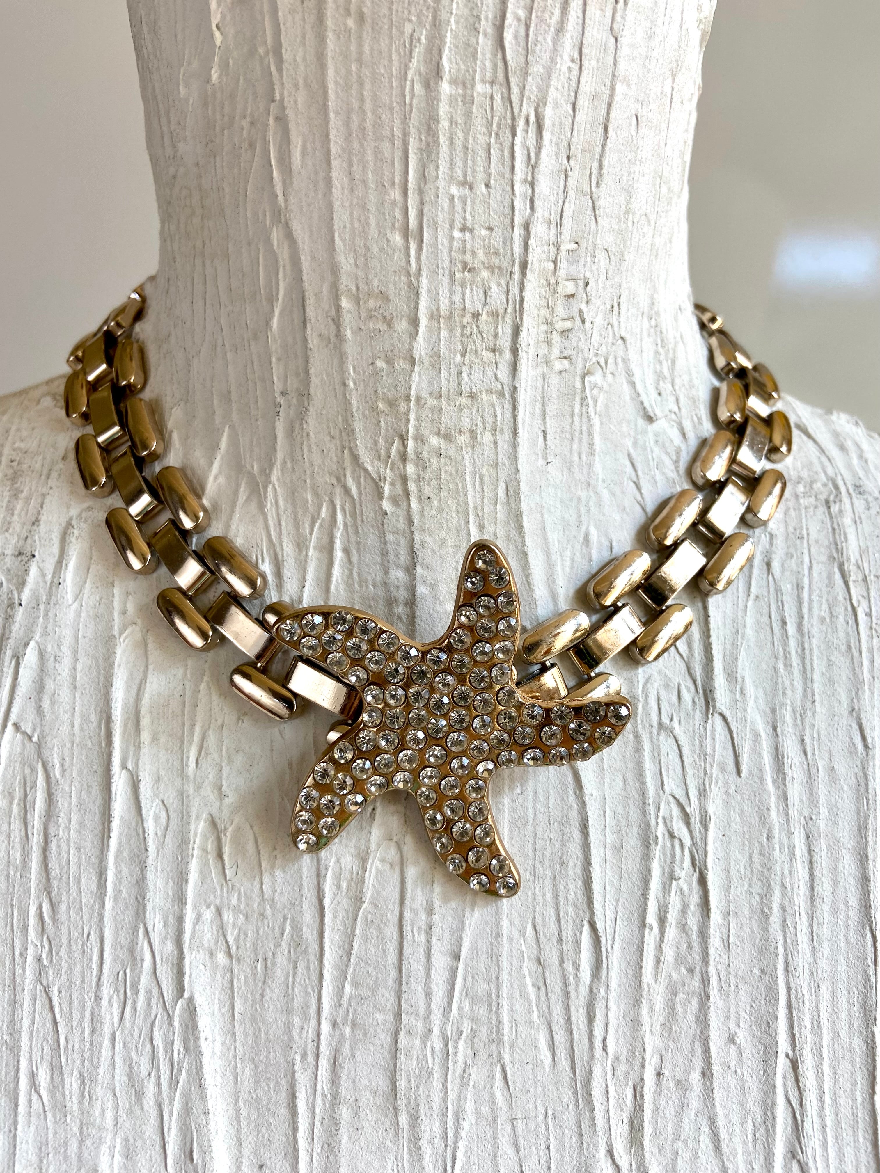 Diamond gold starfish choker