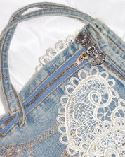 Crochet Beaded Denim Jeans (M)