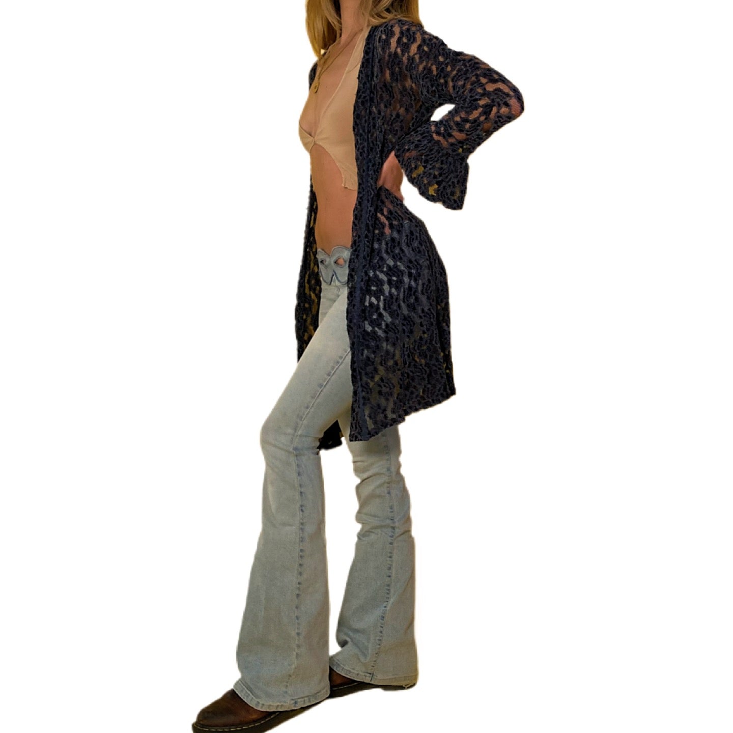90’s Navy Lace Cardigan (M)