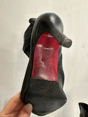 Vintage Y2K 2000s Black Pointed Toe Ruched Ankle Boots (US 7 UK 5 EU 38)
