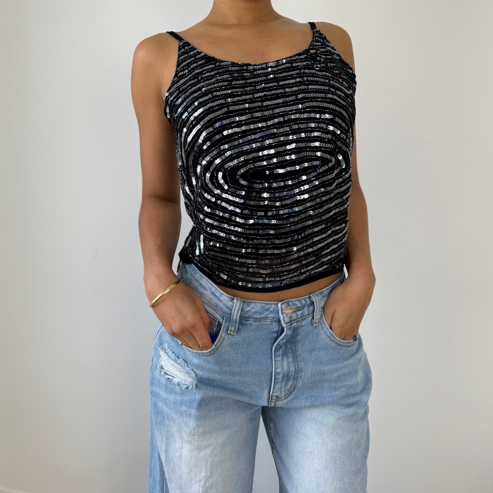 Vintage Italian Sequin Backless Top (M)