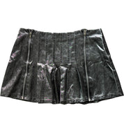 Y2K euro BEBE metallic/foil sheen charcoal wash pleated mini skirt (S)