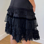 Vintage Y2K Ruffle Silk Skirt (S)