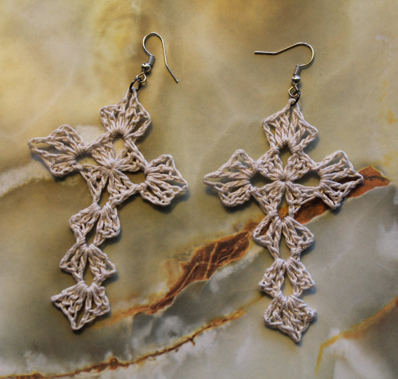 Crochet Cross Earrings