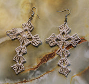Crochet Cross Earrings