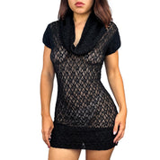 Caché Lace Cowl Neck Mini Dress (M)