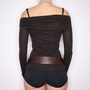 Y2K Dark Brown Off the Shoulder Top (XS)