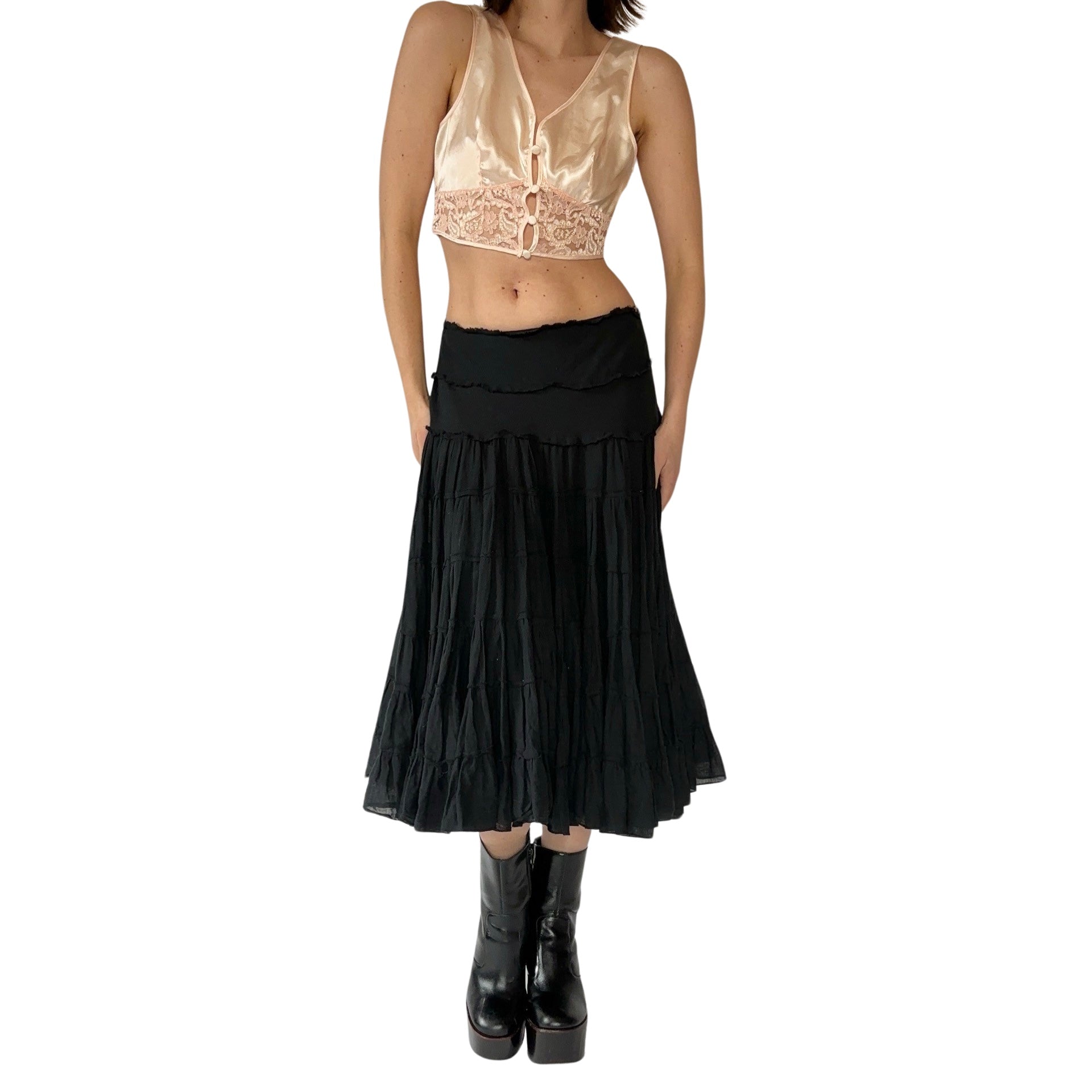 90s Noir Tiered Skirt (M)