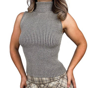90s Sleeveless Ribbed Knit Turtleneck (S/M)