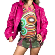 90s Hot Pink Leather Jacket (XXL)
