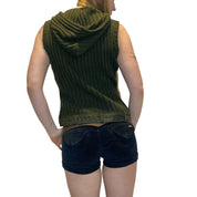 Vintage Khaki Cable Knit Hooded Gilet (S/M)