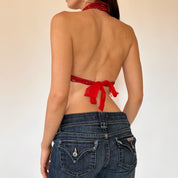 Vintage Cherry Beaded Halter (S)