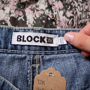 Y2K Italian Denim and White Cotton Skirt (S)