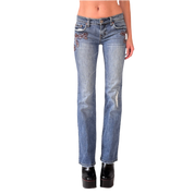 Y2K Embellished Low Rise Jeans (XS)