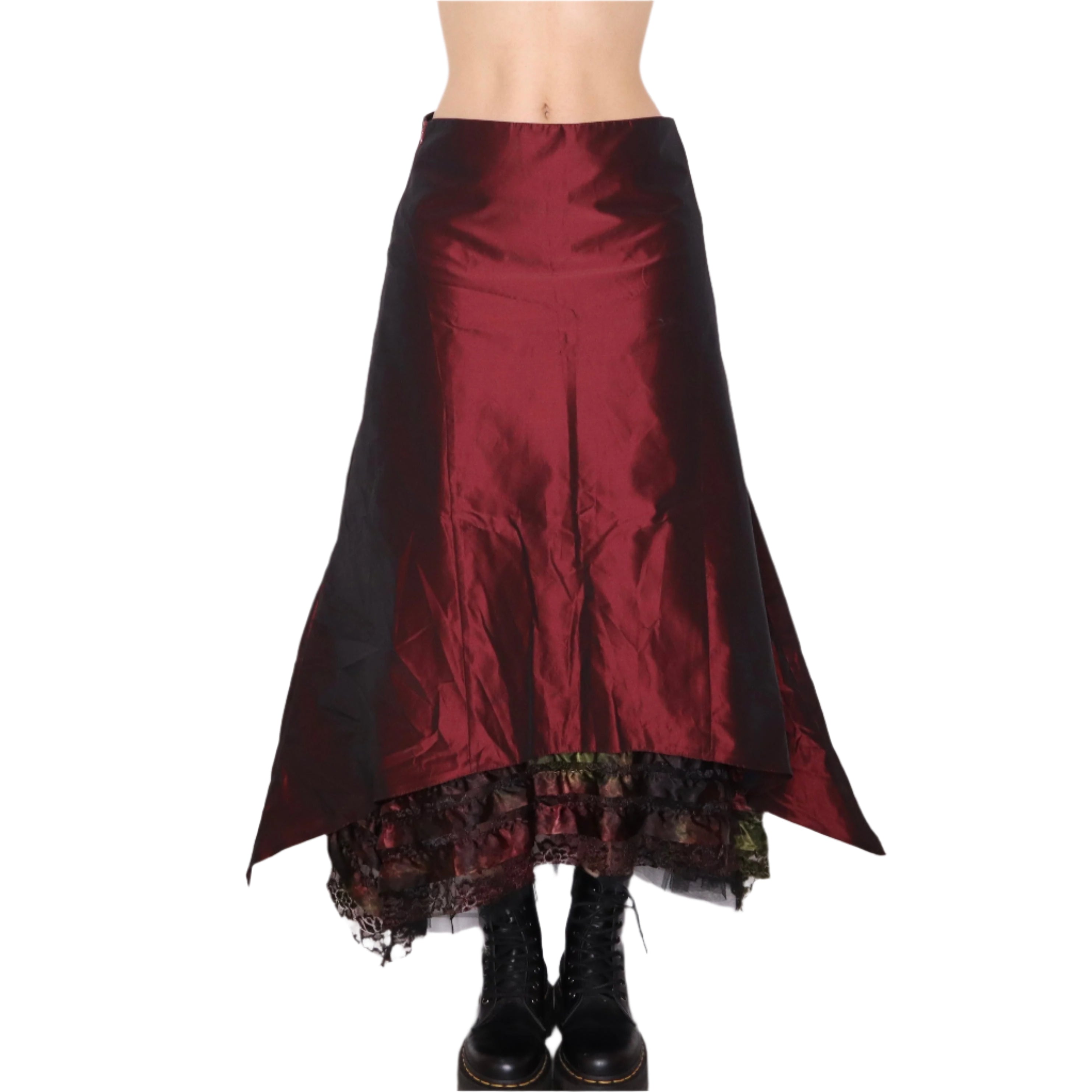 90s Italian Dark Red Maxi Skirt (S)