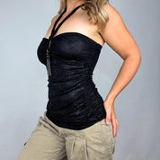 French Vintage Shimmer Halter Top (S)