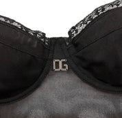 Dolce & Gabbana Sheer Mesh Corset With Silver Logo (S)