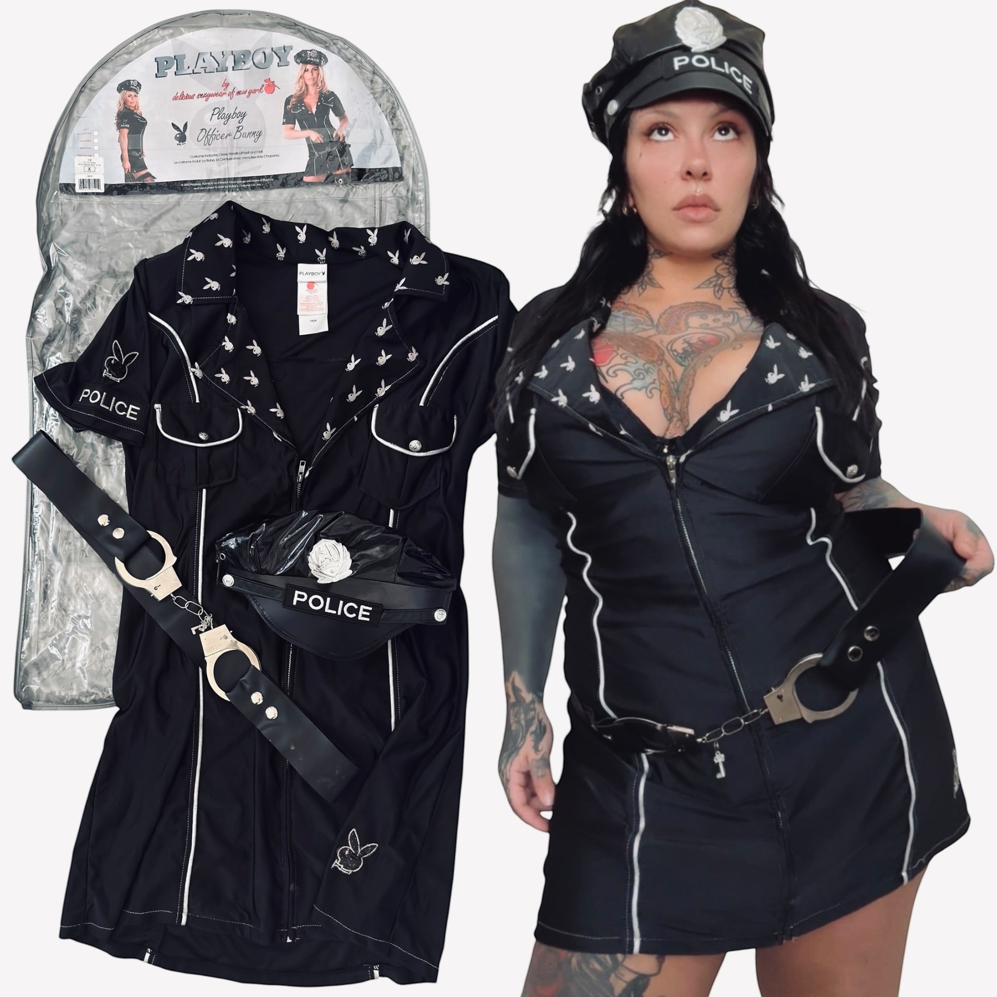 Y2K playboy plus size police officer costume (XL-XXL)
