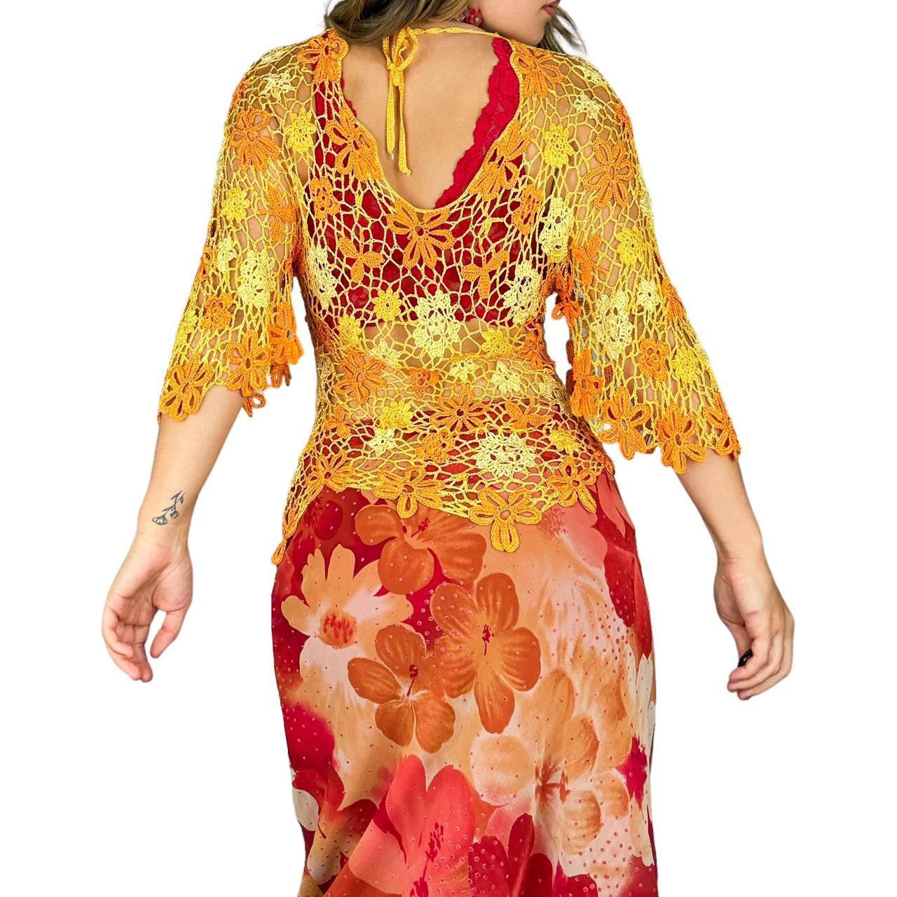 Dandelion Crochet Angel Sleeve Top (M/L)