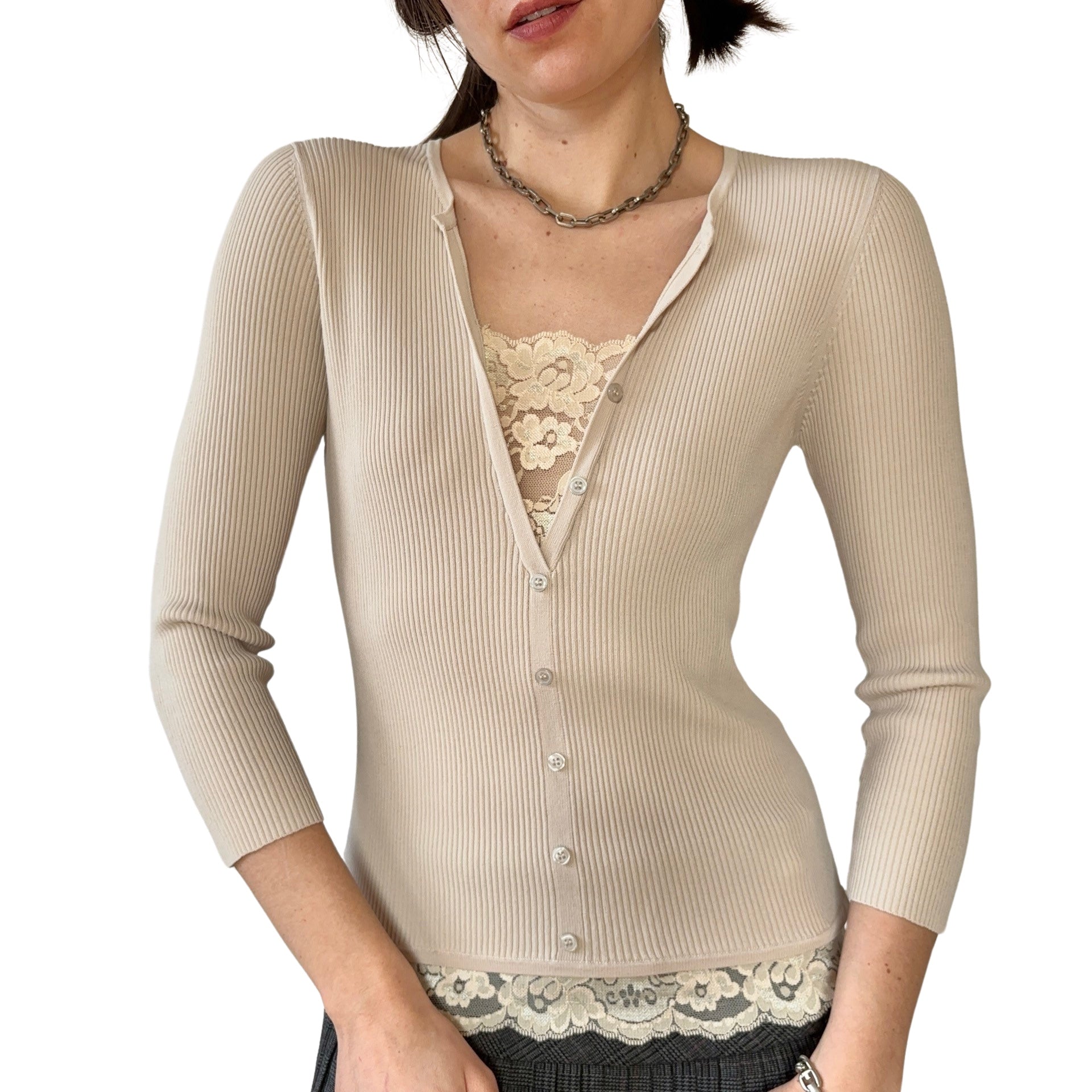 2000s Silk Ribbed Knit (S)
