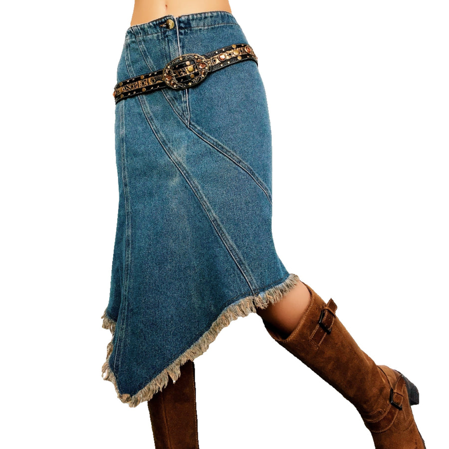 Vintage Denim Midi Skirt (M)