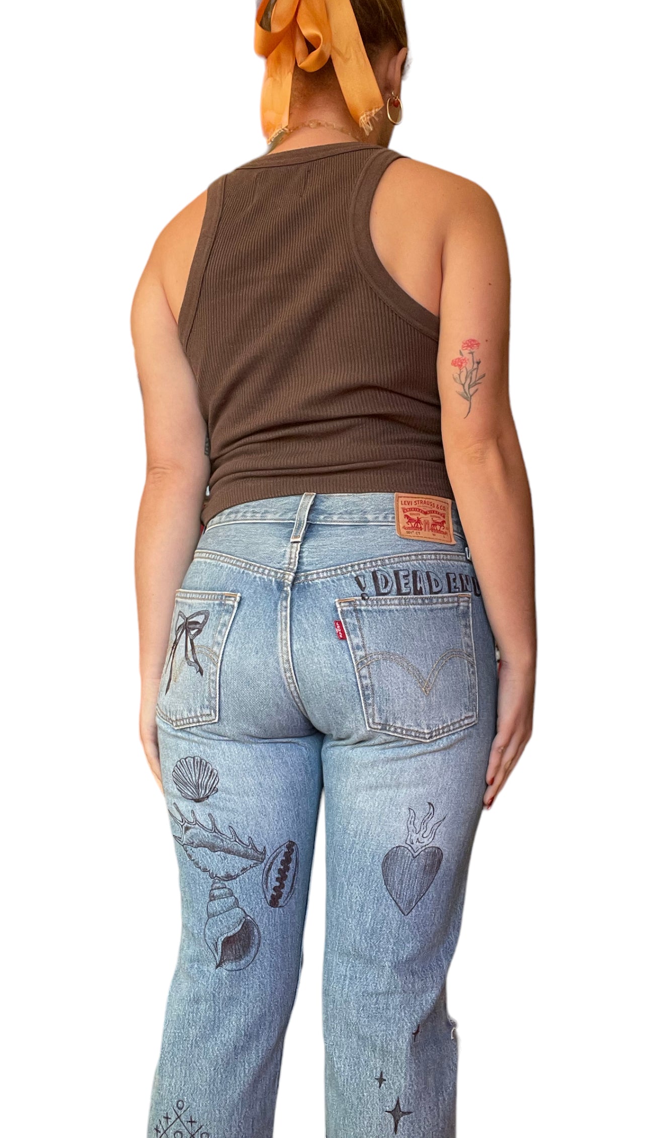 Handmade Vintage Mid-Rise Levi’s with Hand-Done Drawings (M)