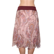 Y2K Pink Silk Chiffon Printed Midi Skirt (XS/S)