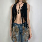 Vintage Faux Suede Fringe Vest (S/M)