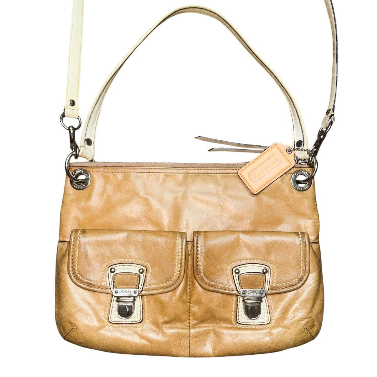 Coach Tan Leather Convertible Crossbody/Shoulder Bag