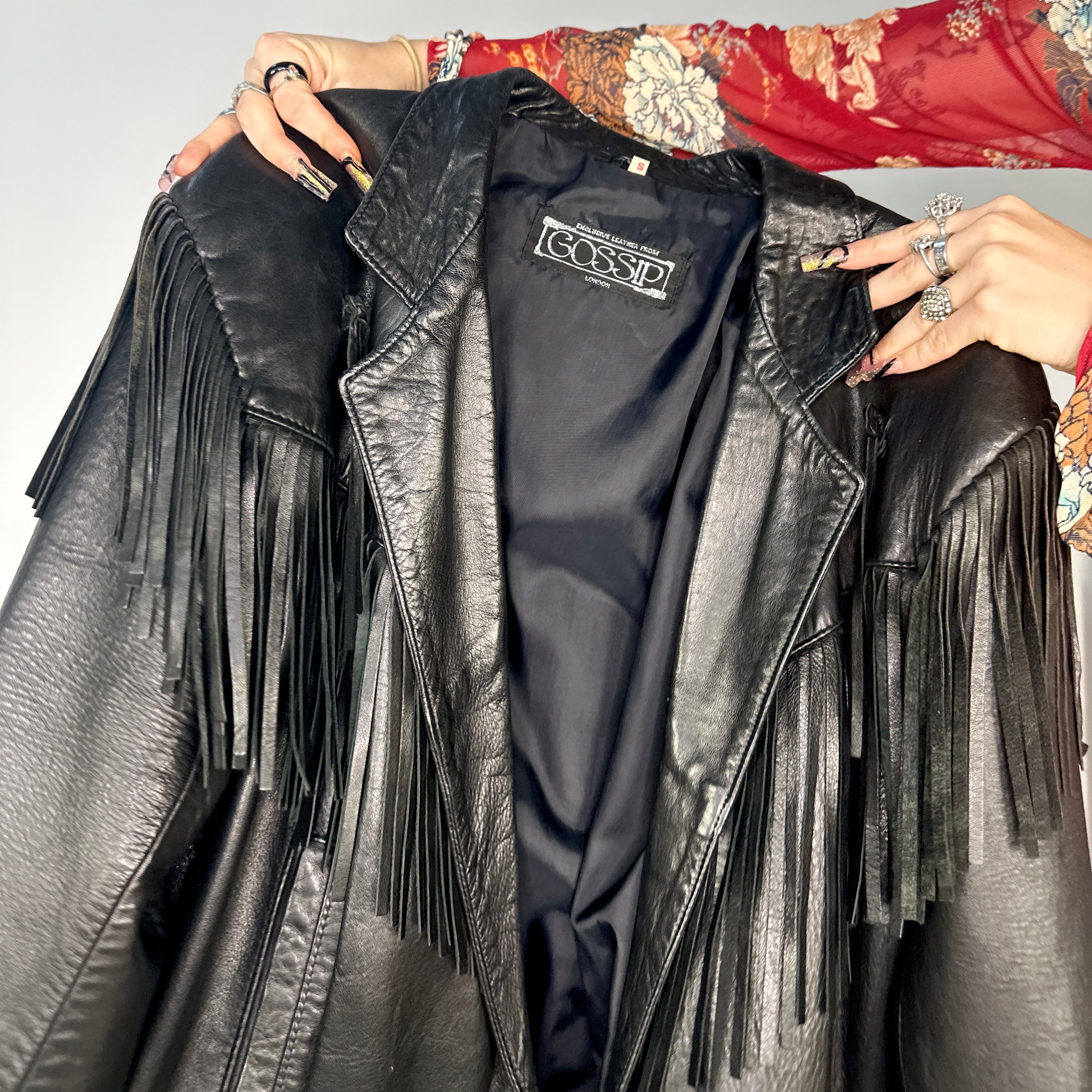 Vintage Fringe Leather Jacket (Medium)