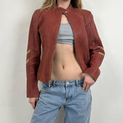 Vintage Dusty Red Leather Moto Jacket (M/L)