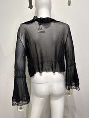 Vintage Gothic Flared Sleeve Italian Lace Mesh Wrap Top (one size)