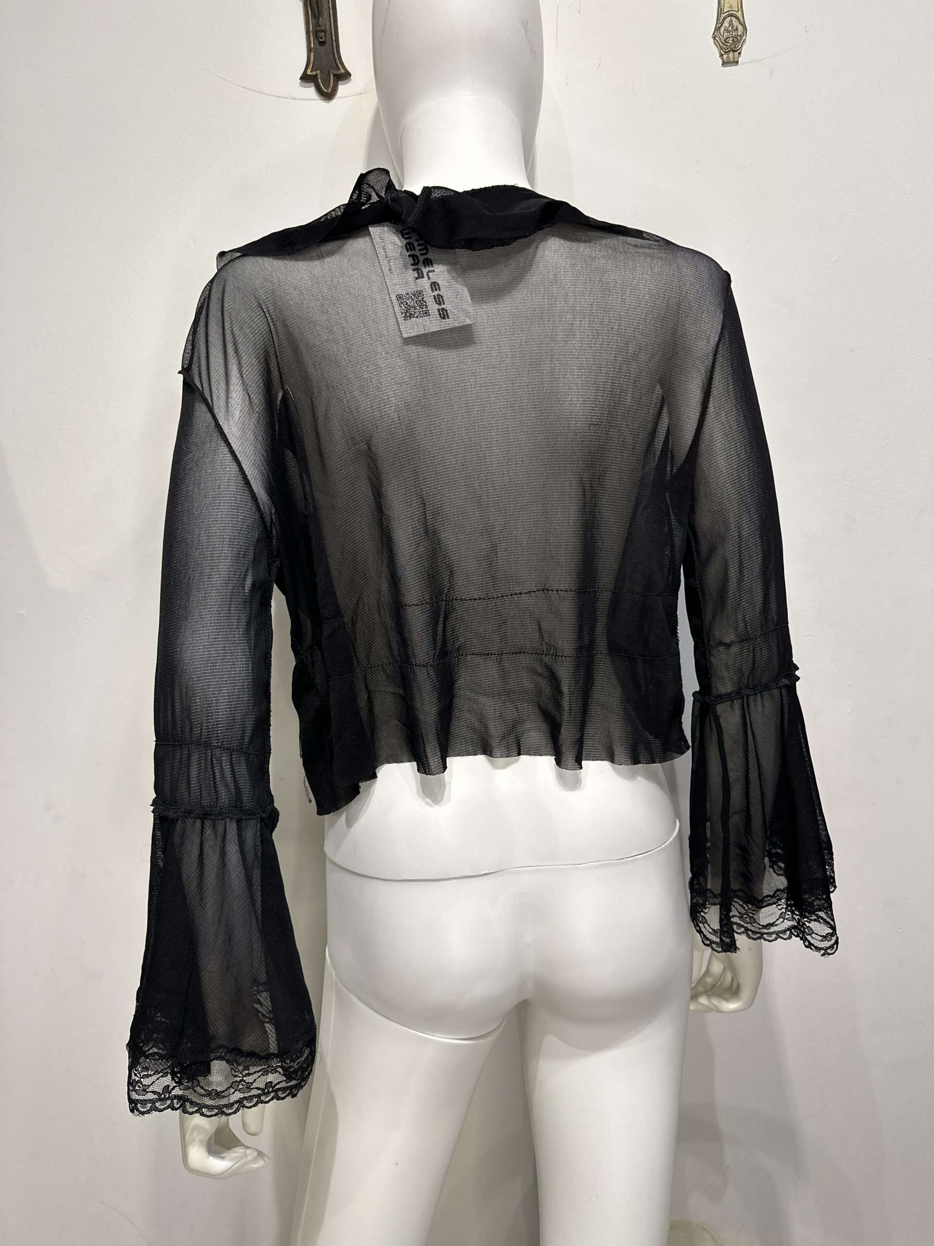Vintage Gothic Flared Sleeve Italian Lace Mesh Wrap Top (one size)