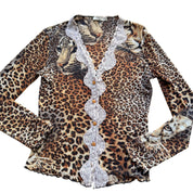 Vintage French Mesh Cheetah Print Cardigan (S)