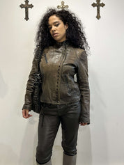 Vintage Italian Asymmetrical Zip Leather Jacket (M)