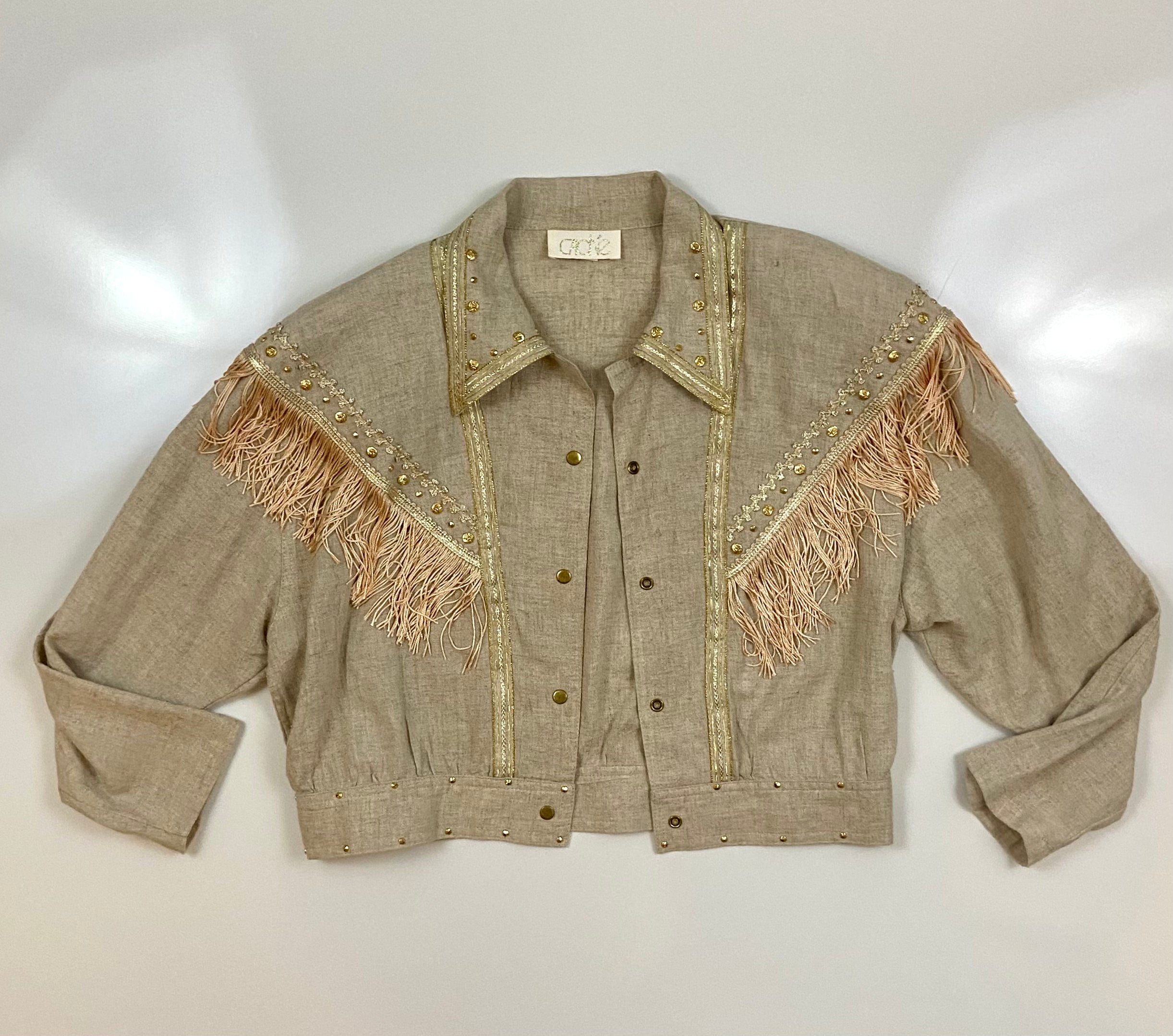 Cache Linen Fringe Tassel Studded
Western Jacket