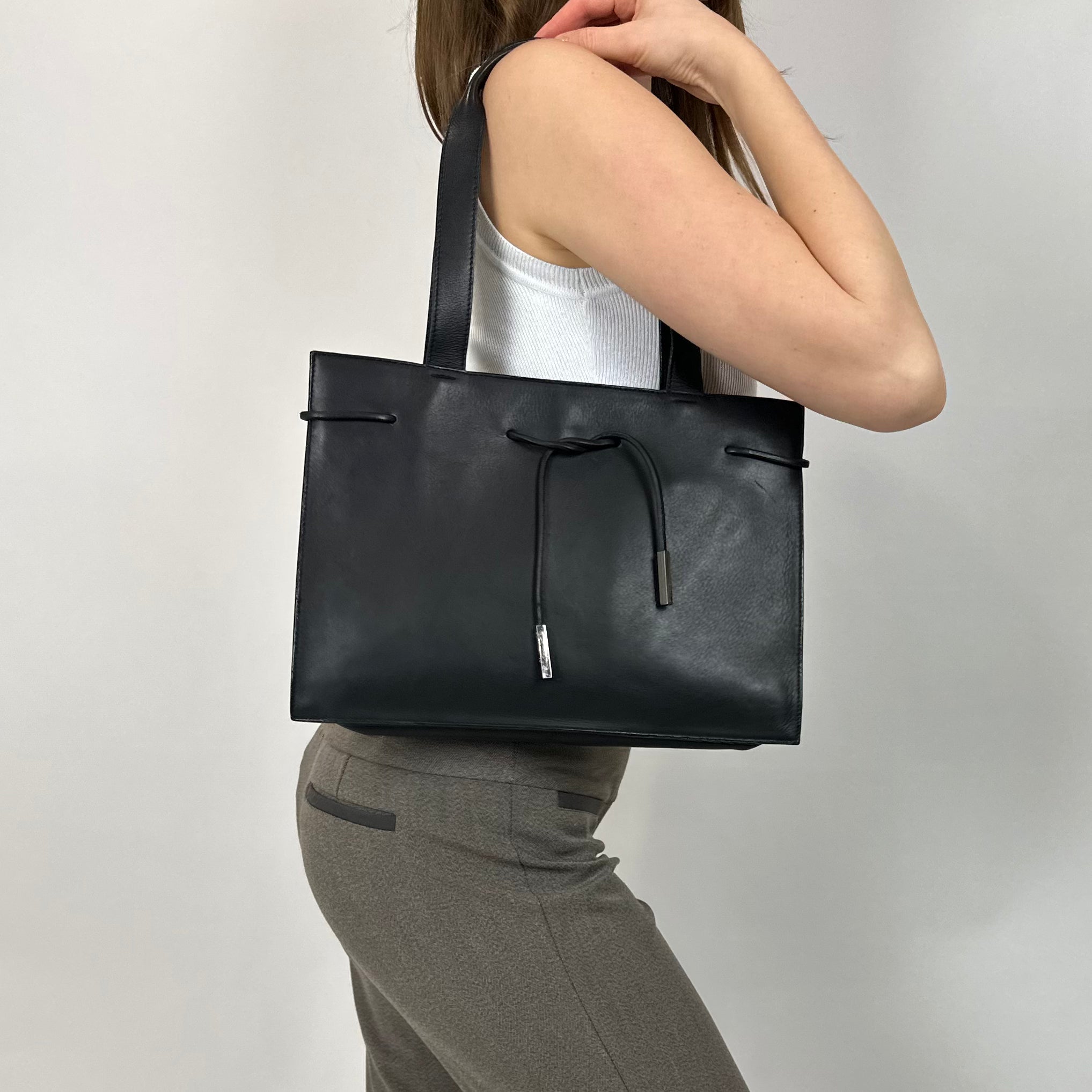 90's Black Leather Shoulder Bag