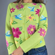 Vintage Floral Hummingbird Cardigan (S/M)
