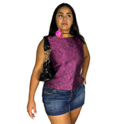Vintage Orchid Silk Jacquard Top (L)