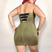 Vintage Metallic Bustier Cutout Dress (M)